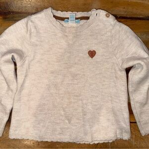Charming Beige Kids Sweater with Heart Accent